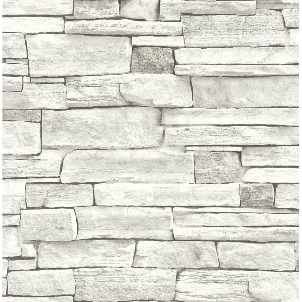 NextWall NW40200 Stacked Stone Wallpaper in Arctic Grey