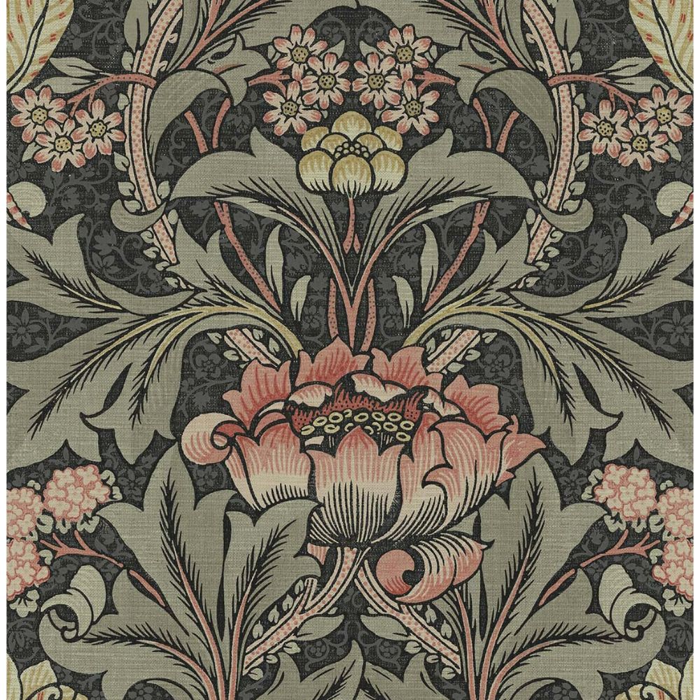 NextWall NW41501 Acanthus Floral Wallpaper in Black