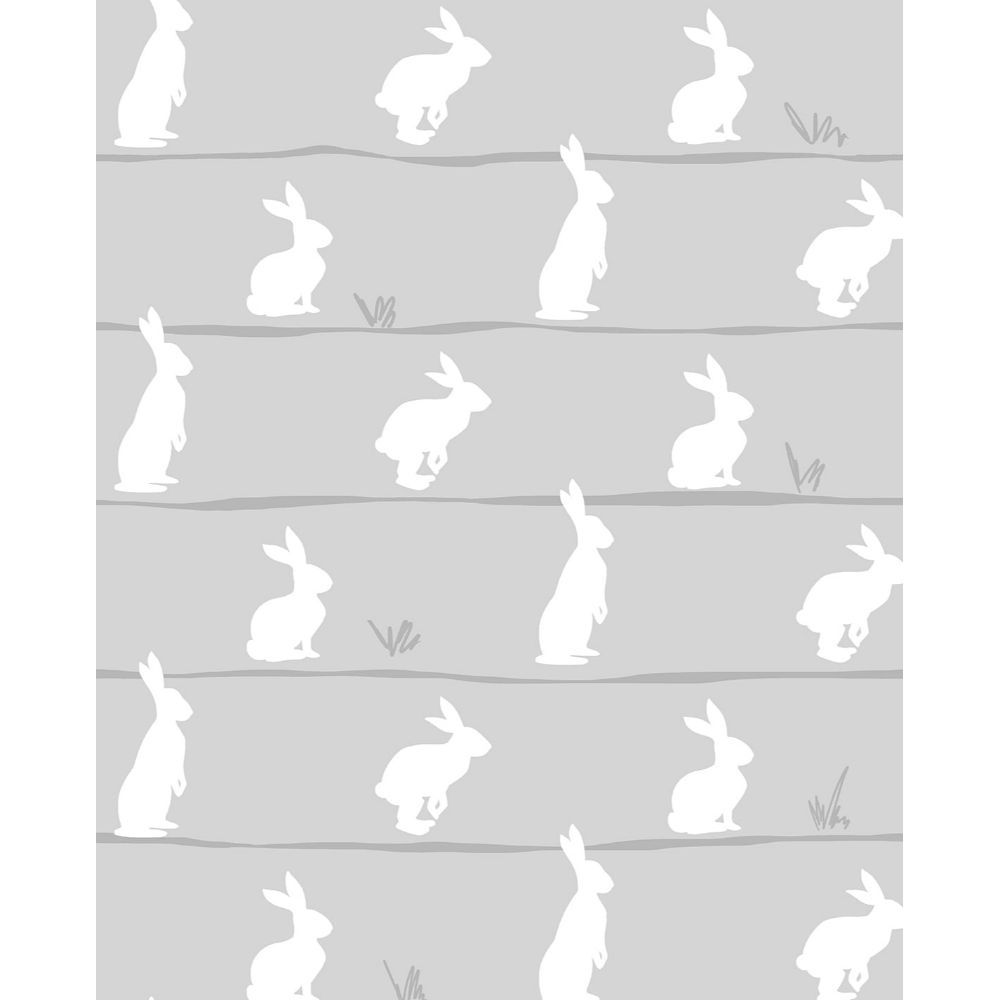 NextWall NW41708 Bunny Trail Wallpaper in Grey
