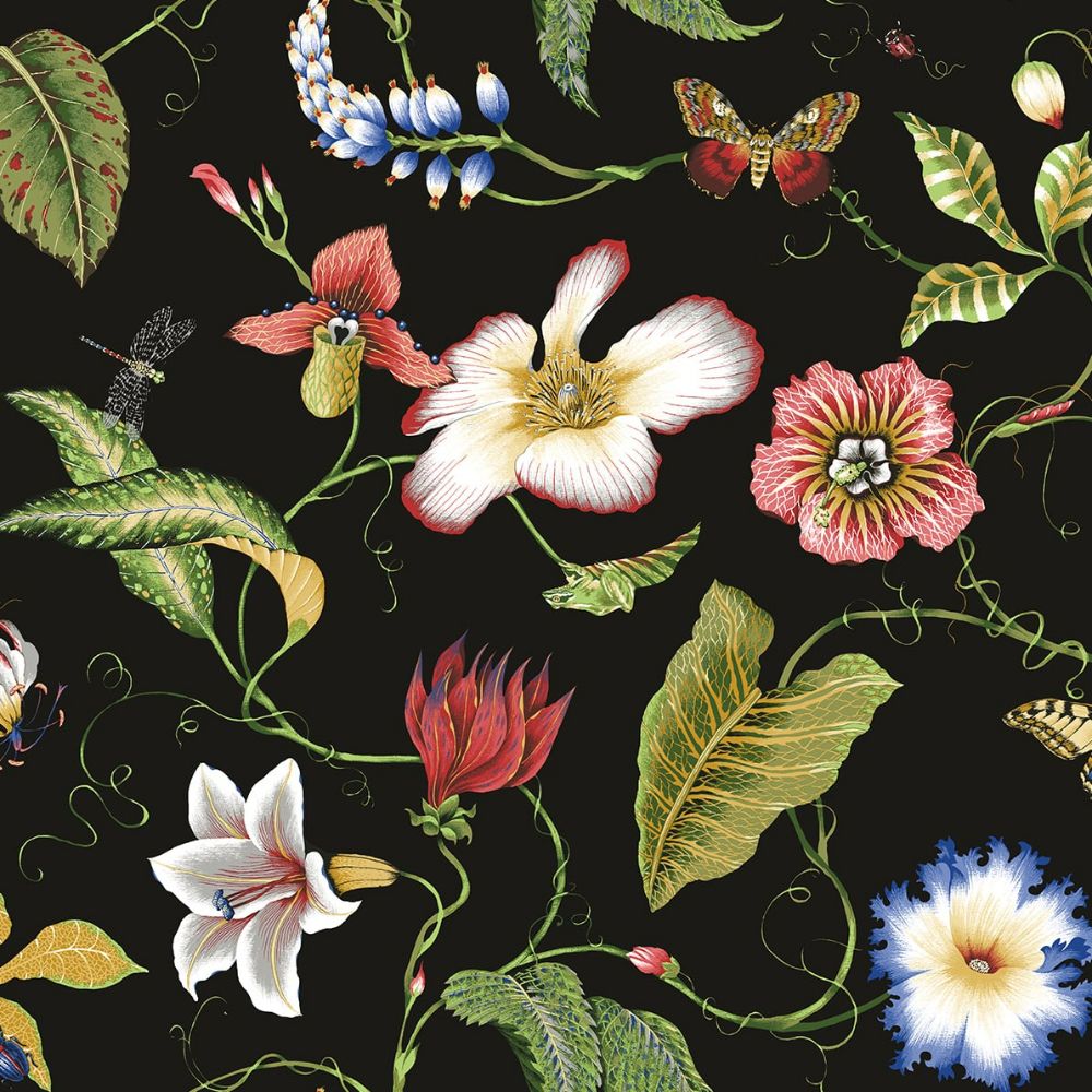 NextWall NW43000 Summer Garden Floral Wallpaper in Black