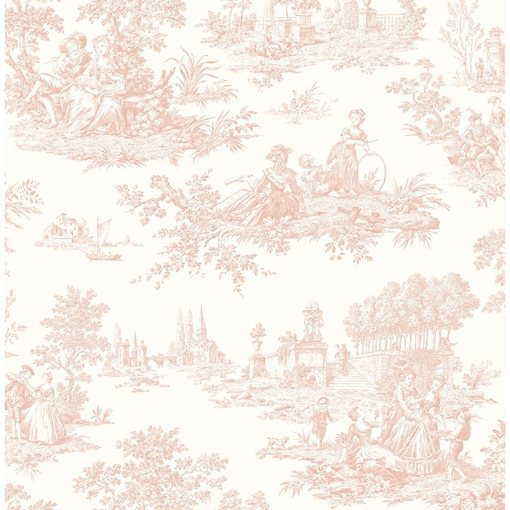 NextWall NW43301 Chateau Toile Wallpaper in Pink