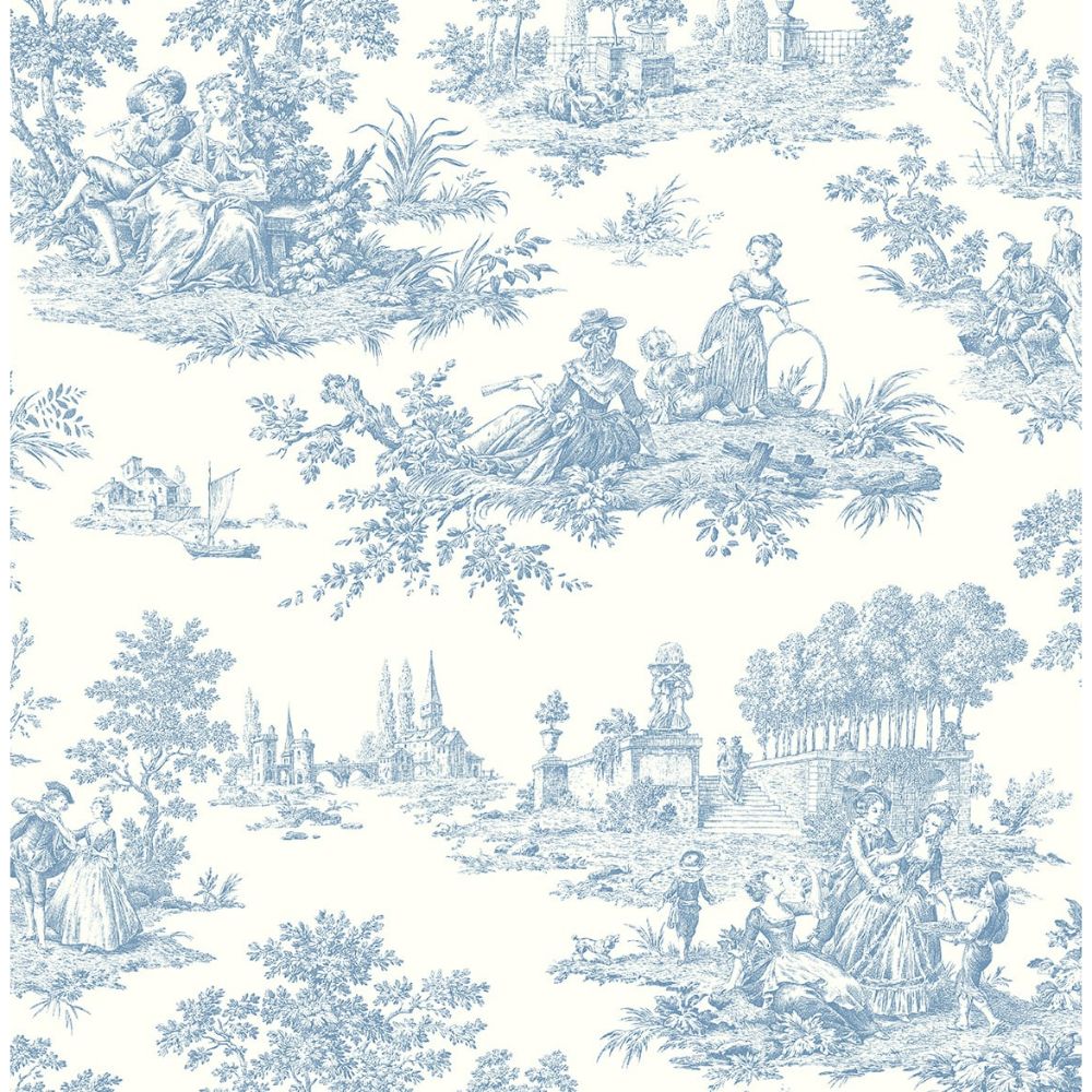 NextWall NW43302 Chateau Toile Wallpaper in Blue