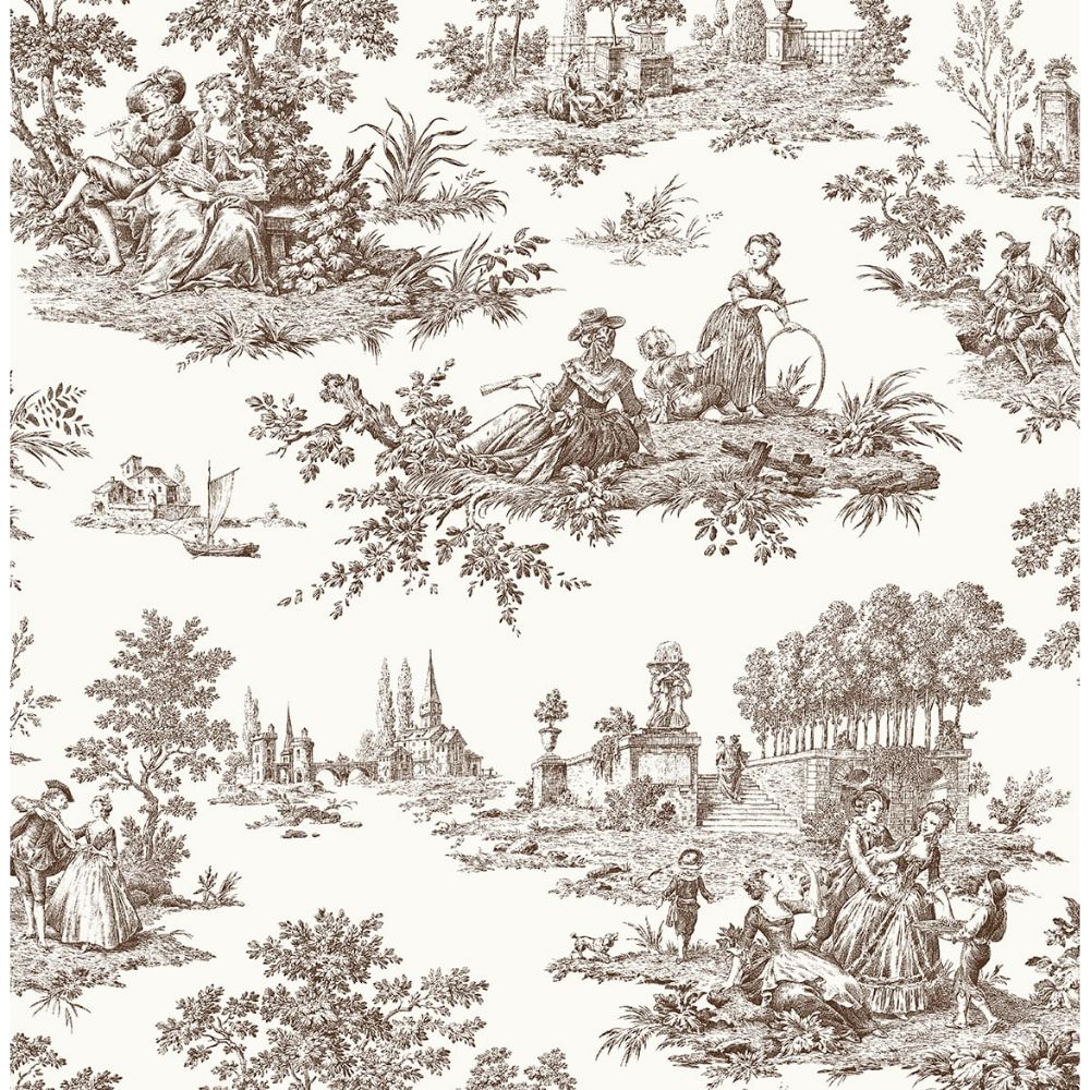 NextWall NW43307 Chateau Toile Wallpaper in Brown