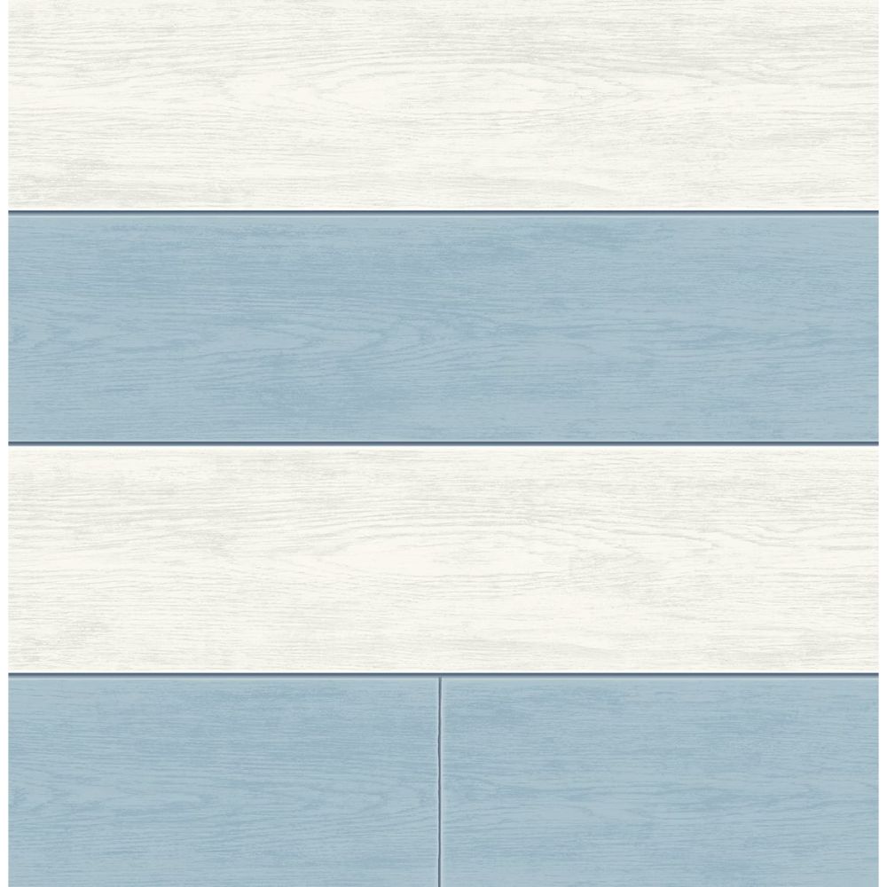 NextWall NW43502 Two Toned Shiplap Wallpaper in Blue