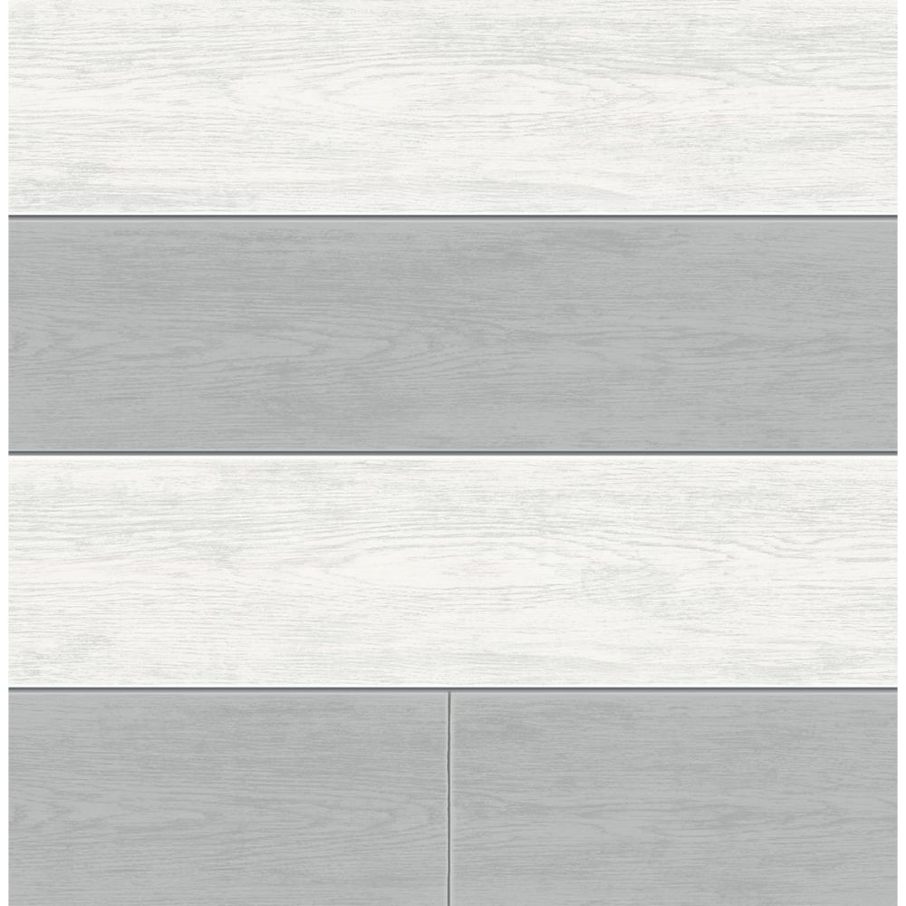 NextWall NW43510 Two Toned Shiplap Wallpaper in Grey