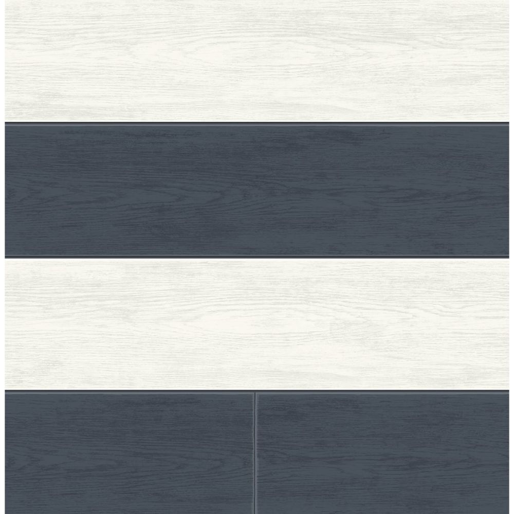 NextWall NW43512 Two Toned Shiplap Wallpaper in Blue