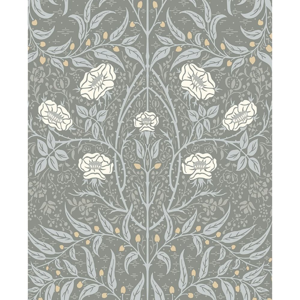 NextWall NW43908 Stenciled Floral Wallpaper in Grey