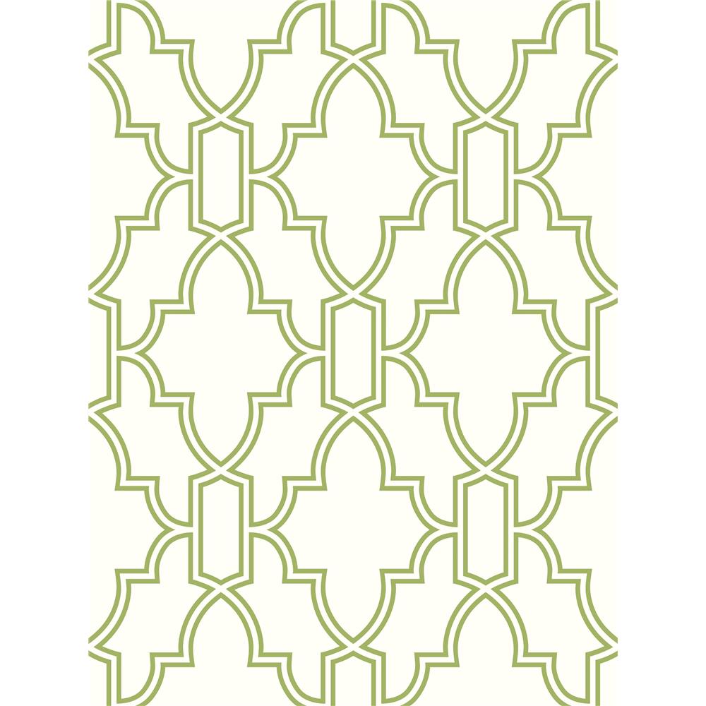 NextWall NW31604 Green & White Tile Trellis Peel and Stick Wallpaper