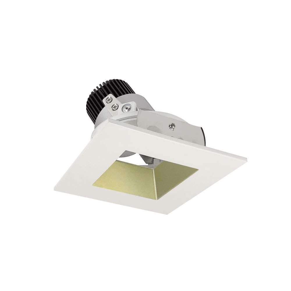 Nora Lighting  Nio-4sdsq35qchmpw 4" Iolite Led Square Adjustable Reflector With Square Aperture, 10-degree Optic, 850lm / 12w, 3500k, Champagne Haze Reflector / Matte Powder White Flange