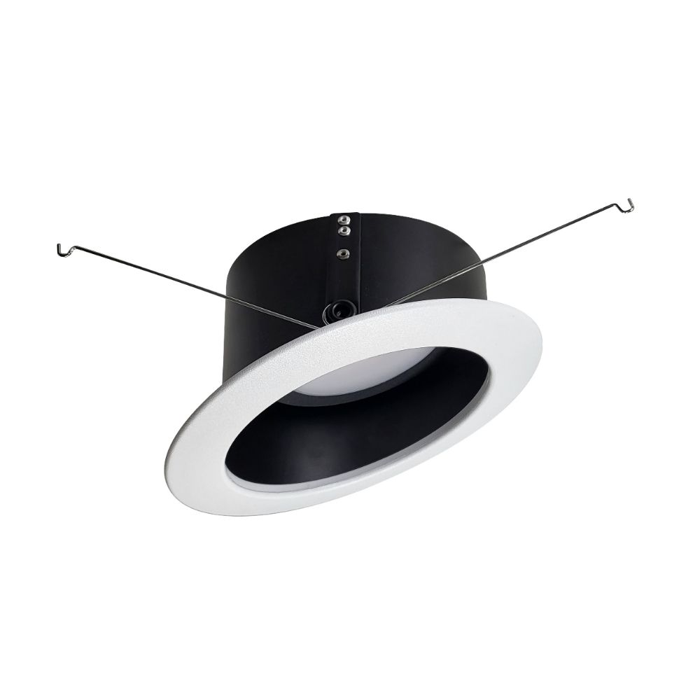 Nora Lighting NLRS-611L1TWB 6" Sloped LED Retrofit Reflector, 1200lm / 13W, Selectable CCT, Black Reflector / White Flange