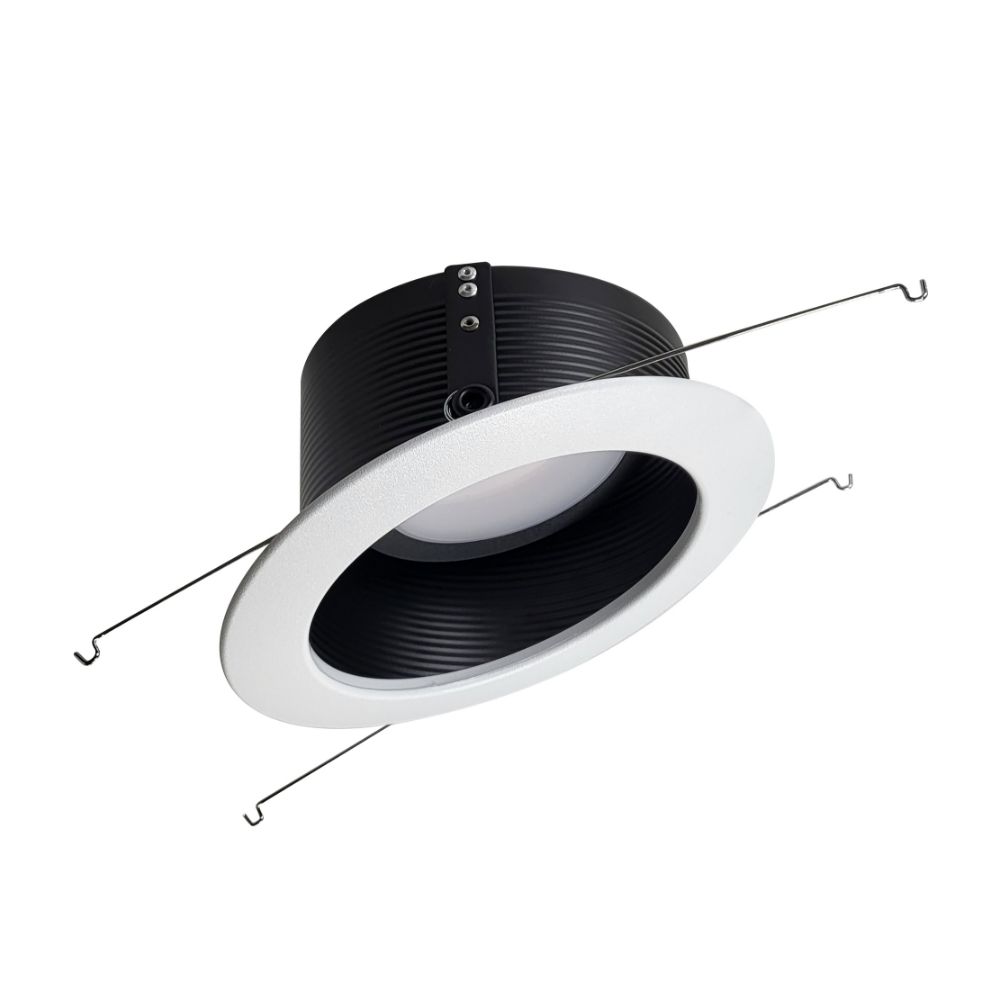 Nora Lighting NLRS-612L1TWB 6" Sloped LED Retrofit Baffle, 1200lm / 13W, Selectable CCT, Black Baffle / White Flange