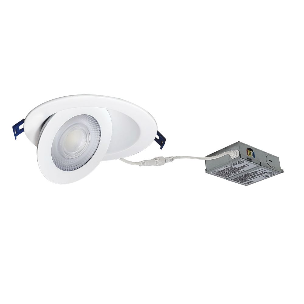 Nora Lighting NMC-6RTWMPW 6" M-Curve Can-less Adjustable LED Downlight, Selectable CCT, 1300lm / 13W, Matte Powder White finish