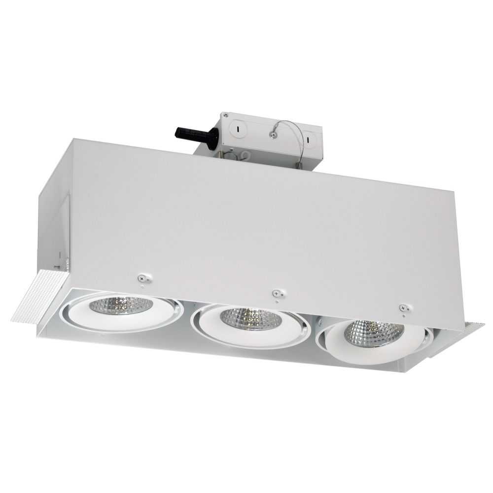 Nora Lighting NMRTLG-13D6L1930SW LED Trimless 3-Head MLS Housing 30W / 2100lm per Head 3000K 16-Degrees Spot White 120-277V 0-10V Dimming
