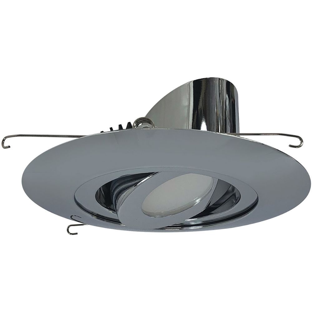 Nora Lighting  Nrm2-614l2530fc 6" Marquise Ii Round Surface Adjustable Trim, Flood, 2500lm, 3000k, Chrome (not Compatible With Nhrm2-625 Housings)