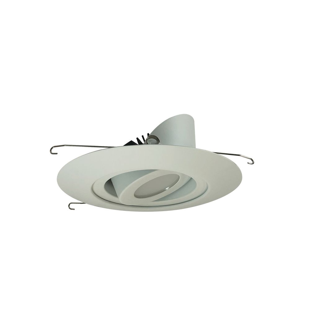 Nora Lighting  Nrm2-614l2540fmpw 6" Marquise Ii Round Surface Adjustable Trim, Flood, 2500lm, 4000k, Matte Powder White (not Compatible With Nhrm2-625 Housings)