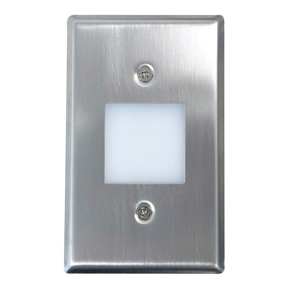 Nora Lighting  Nsw-6629bn Mini Led Step Light W/ Frosted Glass Lens Face Plate, 1w, 90+ Cri, 2700k, Brushed Nickel, 120v Non-dimming