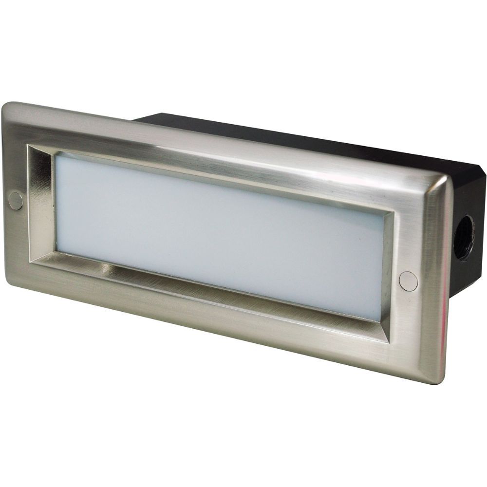 Nora Lighting  Nsw-842/32bn Brick Die-cast Led Step Light W/ Frosted Lens Face Plate, 86lm, 3.3w, 3000k, Brushed Nickel, 120v Dimming