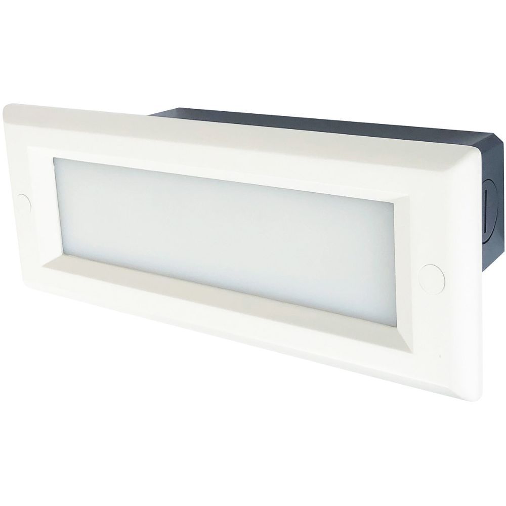 Nora Lighting  Nsw-842/32w Brick Die-cast Led Step Light W/ Frosted Lens Face Plate, 86lm, 3.3w, 3000k, White, 120v Dimming