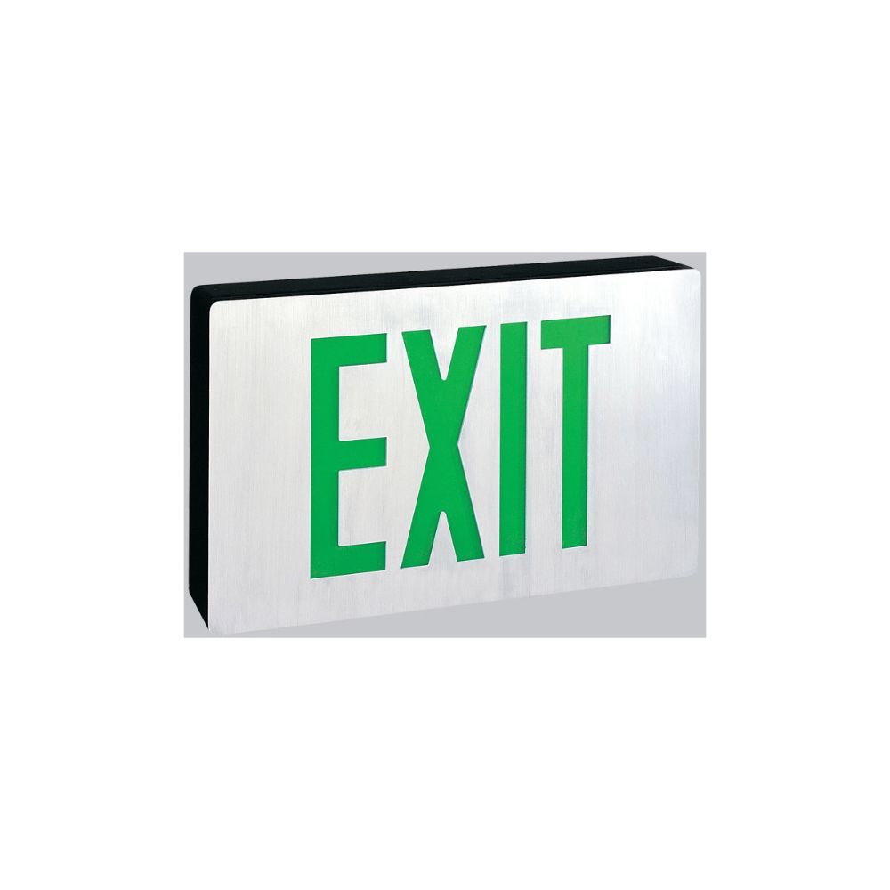 Nora Lighting NX-606-LED/G Die-Cast 2 inch Aluminum / Green LED Exit Sign Ceiling Light in Single-Faced, with Battery Backup, Single-Faced, Black Housing