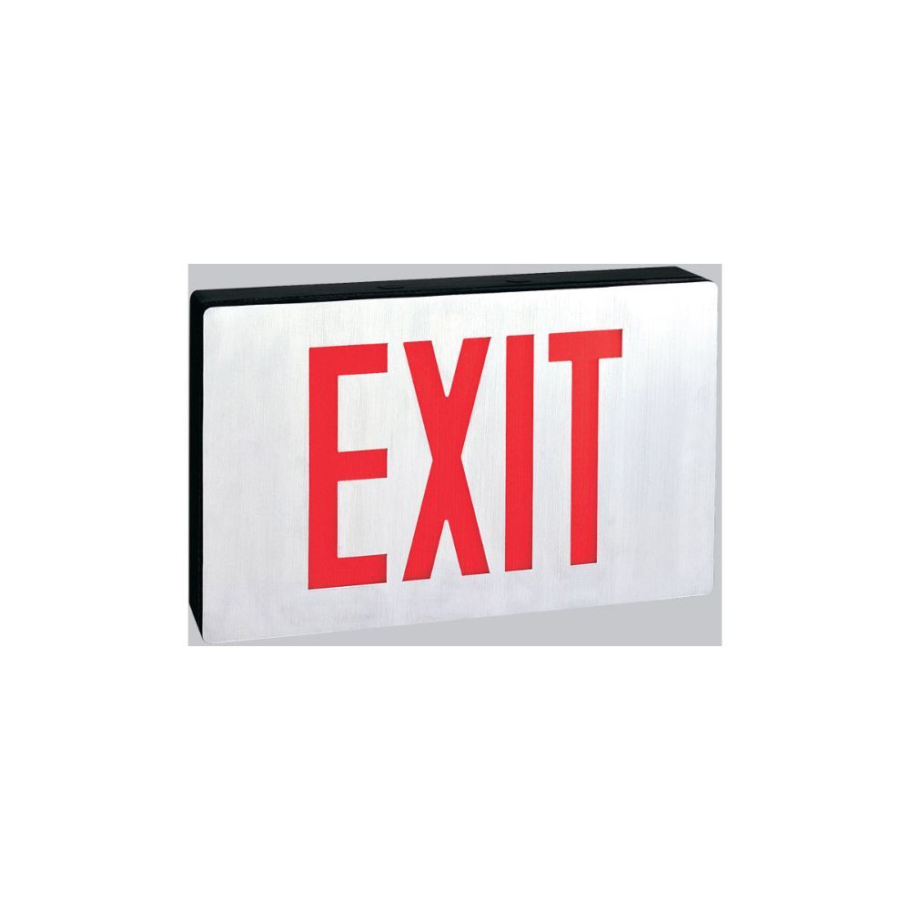 Nora Lighting NX-606-LED/R Die-Cast 2 inch Aluminum / Red LED Exit Sign Ceiling Light in Single-Faced, with Battery Backup, Single-Faced, Black Housing