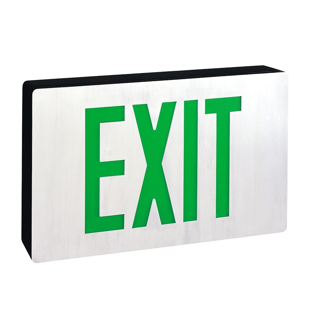 Nora Lighting NX-616-LED/G/2F Die-Cast LED Self-Diagnostic Exit Sign with Battery Backup Double-Faced Aluminum with Green Letters in Black Housing