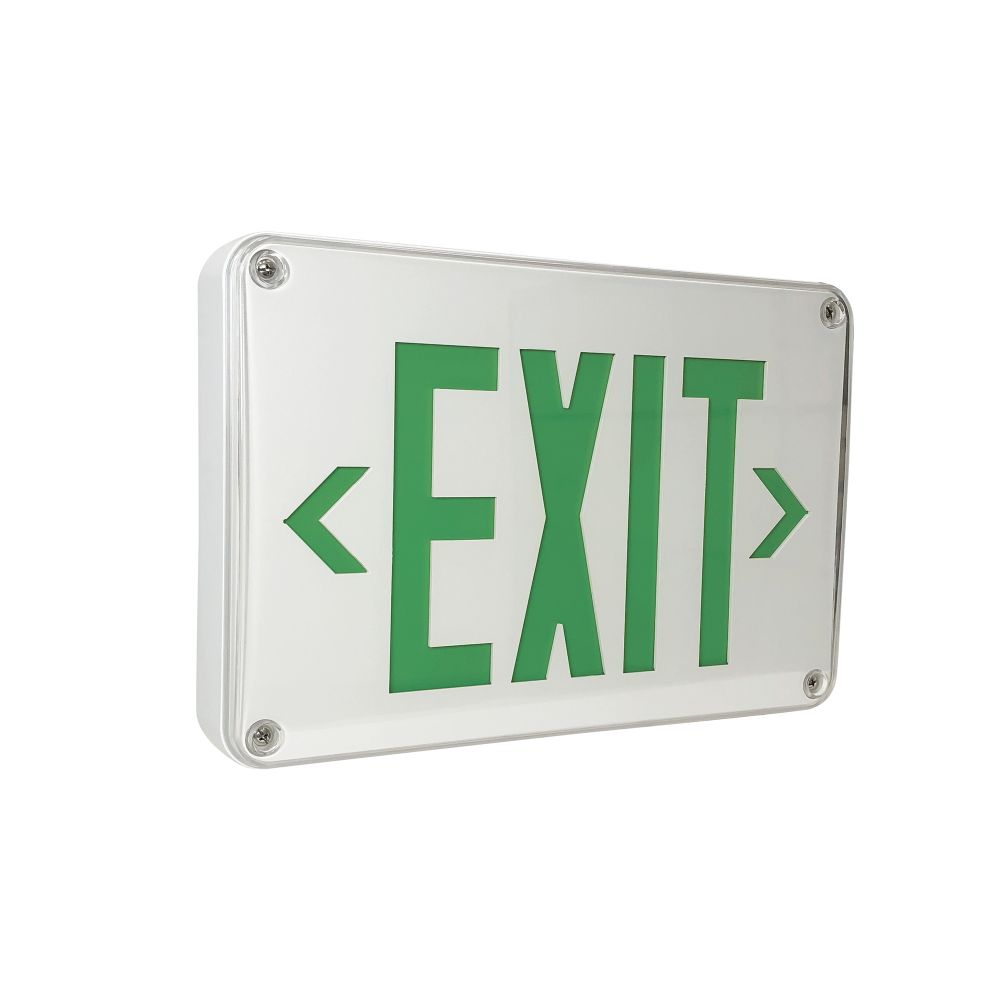 Nora Lighting  Nx-617-led/g-cc Led Self-diagnostic Wet/cold Location Exit Sign W/ Battery Backup, White Housing W/ Green Letters