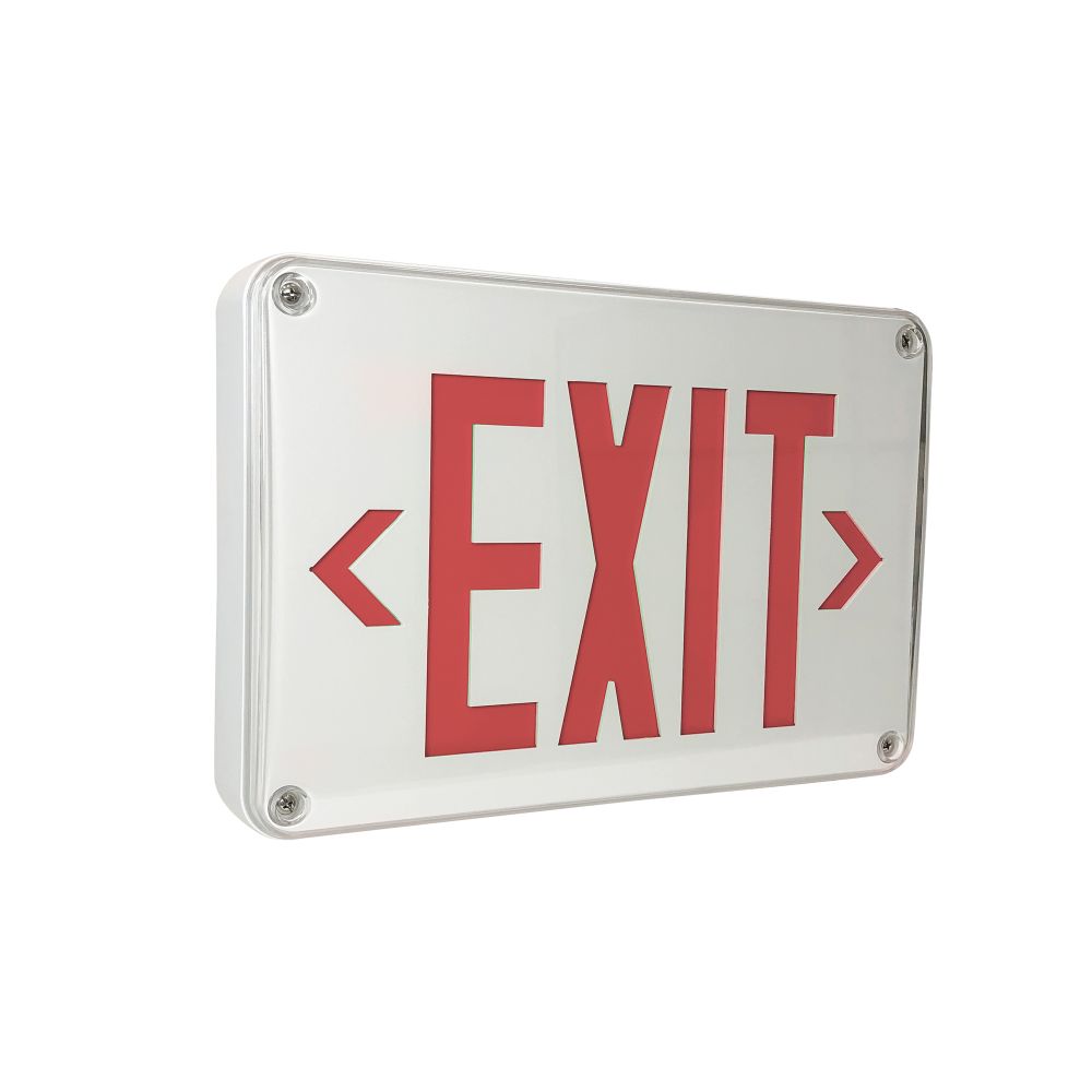 Nora Lighting  Nx-617-led/r-cc Led Self-diagnostic Wet/cold Location Exit Sign W/ Battery Backup, White Housing W/ Red Letters
