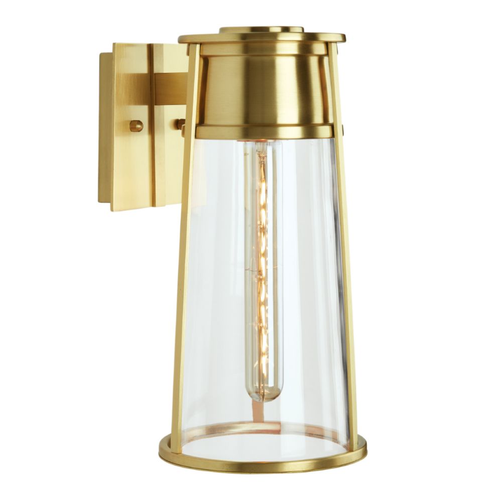 Norwell Lighting 1245-SB-CL Cone Outdoor Large   Sconce in Satin Brass