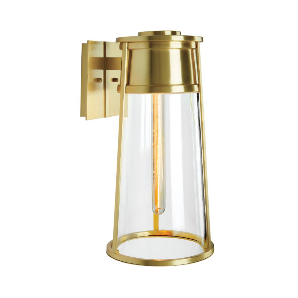 Norwell Lighting 1246-SB-CL Cone Outdoor Small  Sconce in Satin Brass