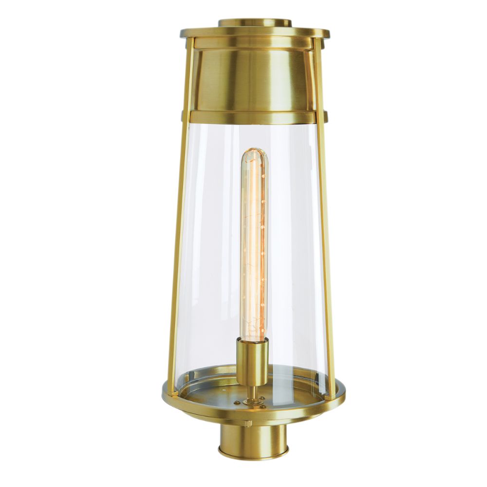 Norwell Lighting 1247-SB-CL Cone Outdoor Post  Post in Satin Brass