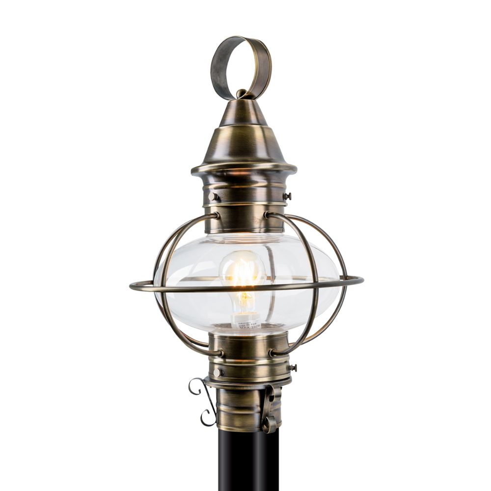 Norwell Lighting 1711-AN-CL USA Medium Onion Post Post Lantern in Antique Brass
