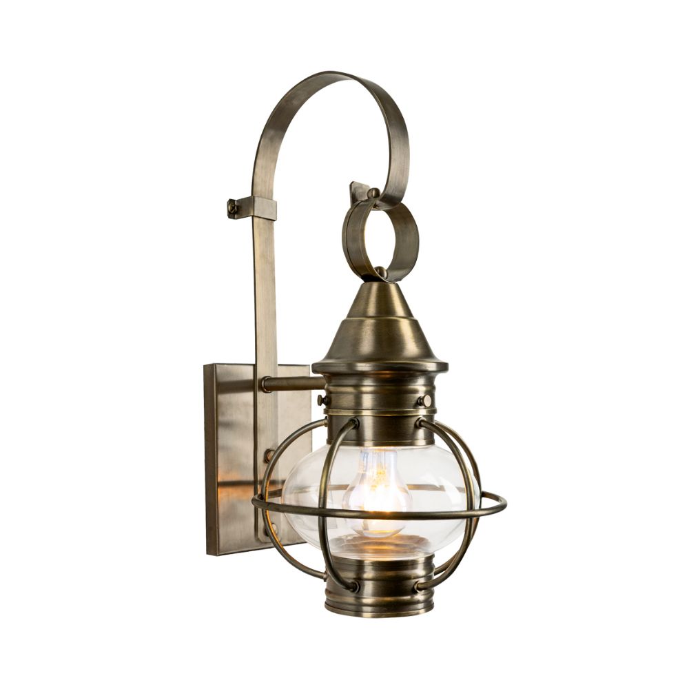 Norwell Lighting 1713-AN-CL USA Small Onion Wall Outdoor Wall Light in Antique Brass