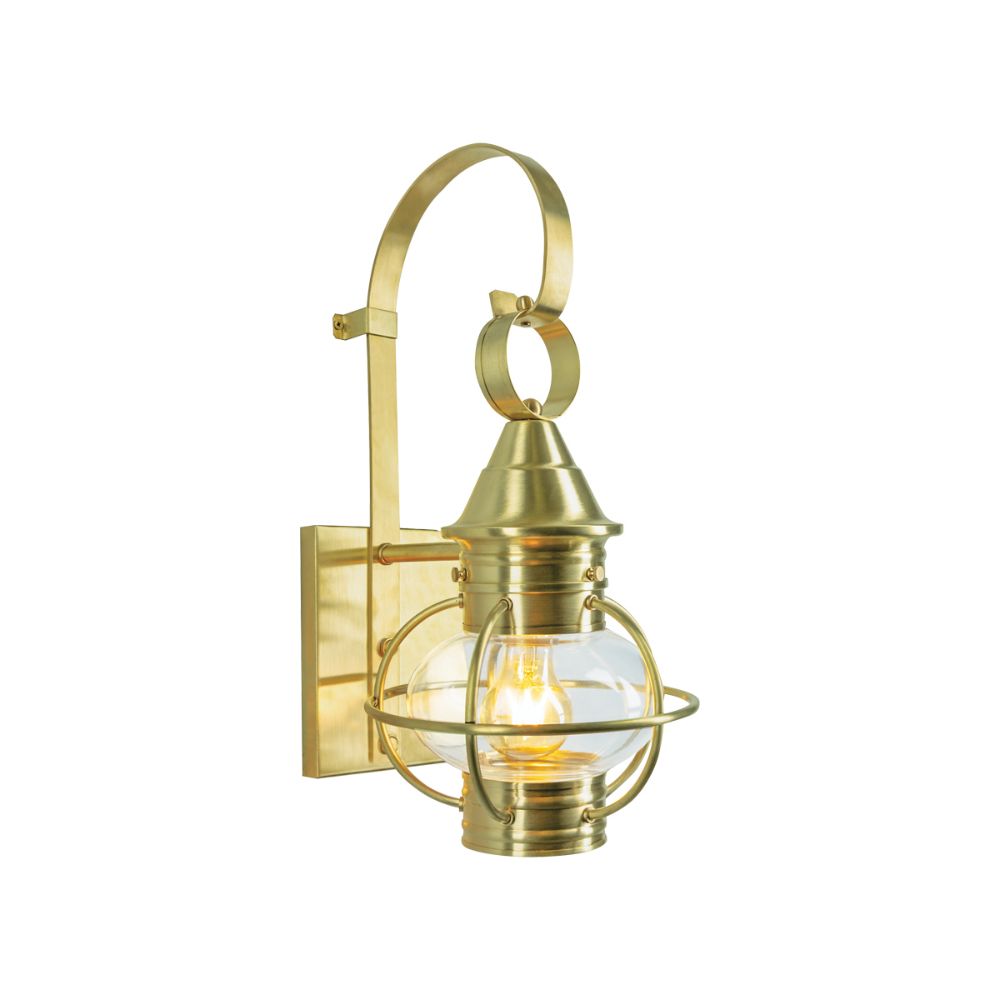 Norwell Lighting 1713-SB-CL USA Small Onion Wall Outdoor Wall Light in Satin Brass