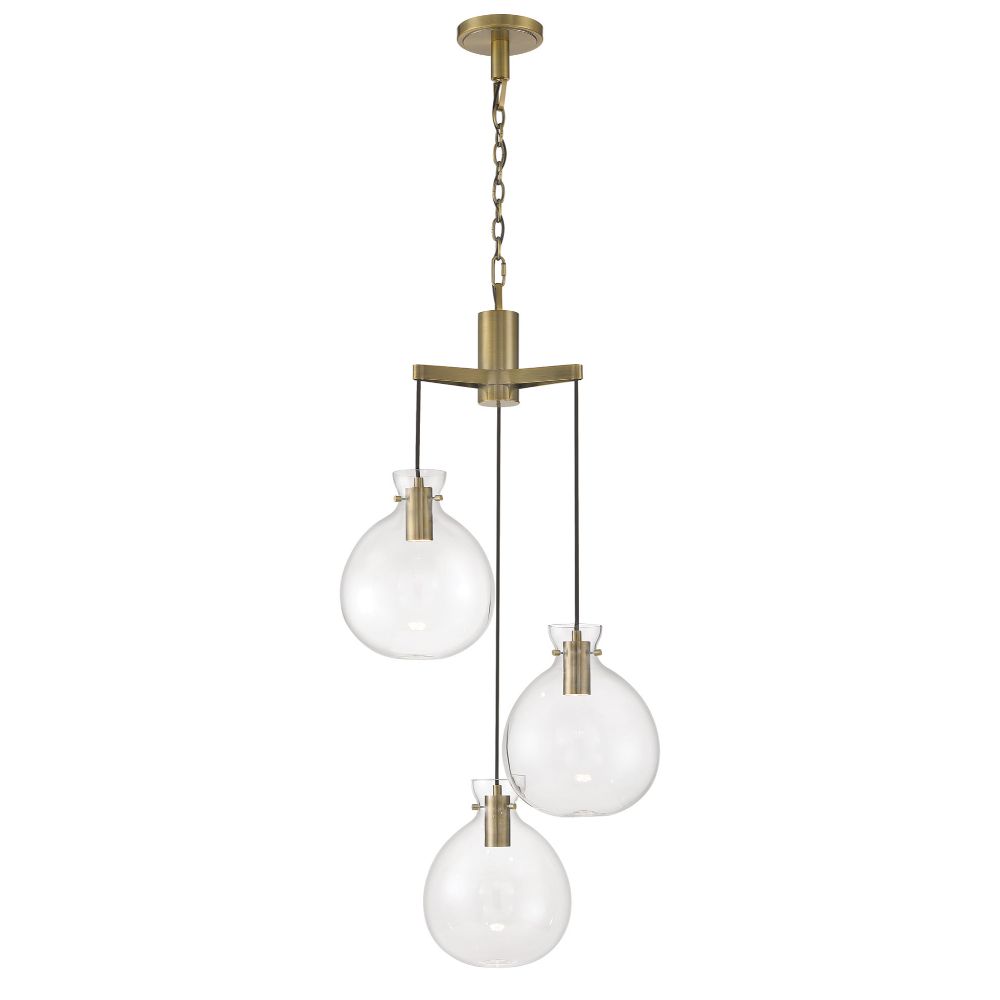 Norwell Lighting 4743-AN-CL Selina, Tiered Globe LED Chandelier in Antique Brass