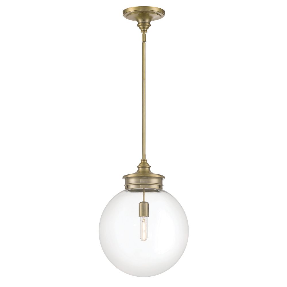 Norwell Lighting 4801-AN-CL Emma, 1-LT Pendant - Round in Antique Brass