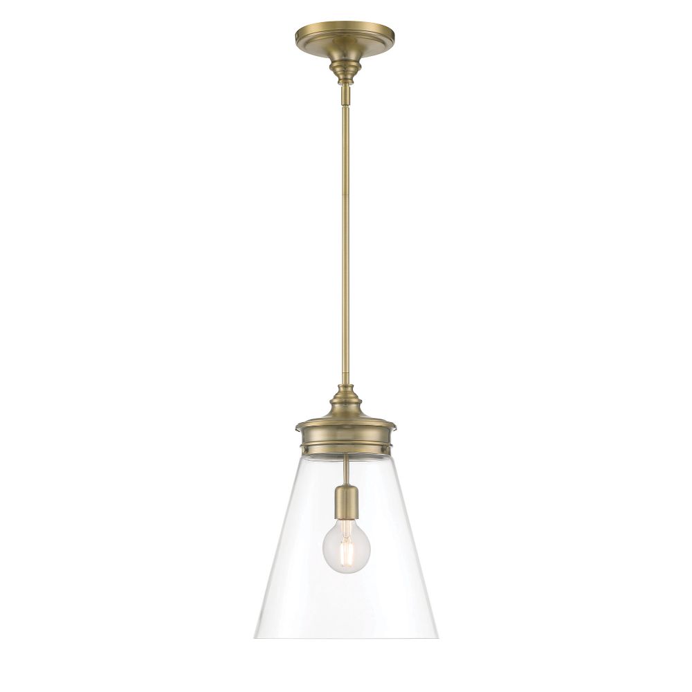 Norwell Lighting 4811-AN-CL Emma, 1-LT Pendant - Tapered in Antique Brass
