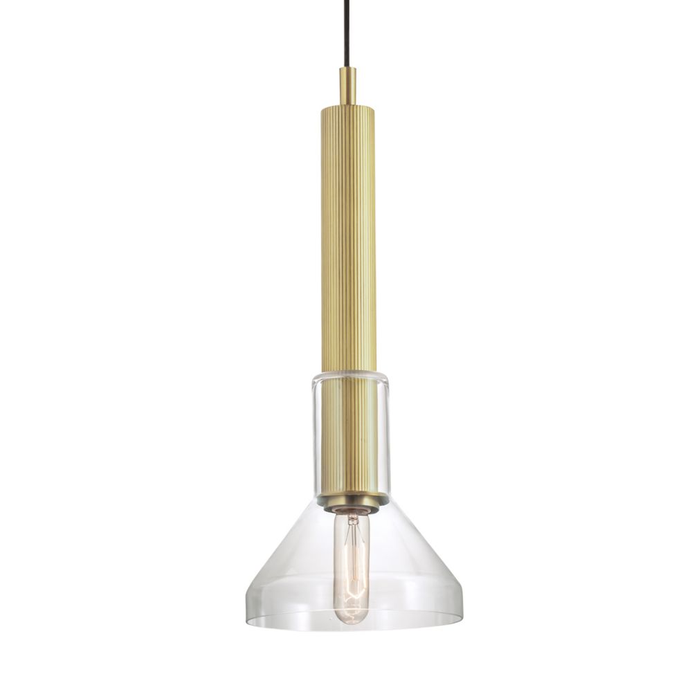 Norwell Lighting 5386-SB-CL Funnel Pendant in Satin Brass
