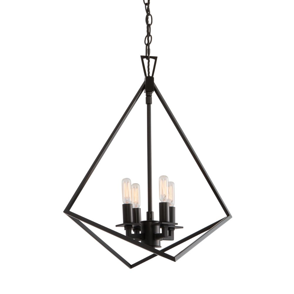 Norwell Lighting 5388-MB-NG Trapezoid Cage  4 Light Chandelier in Matte Black