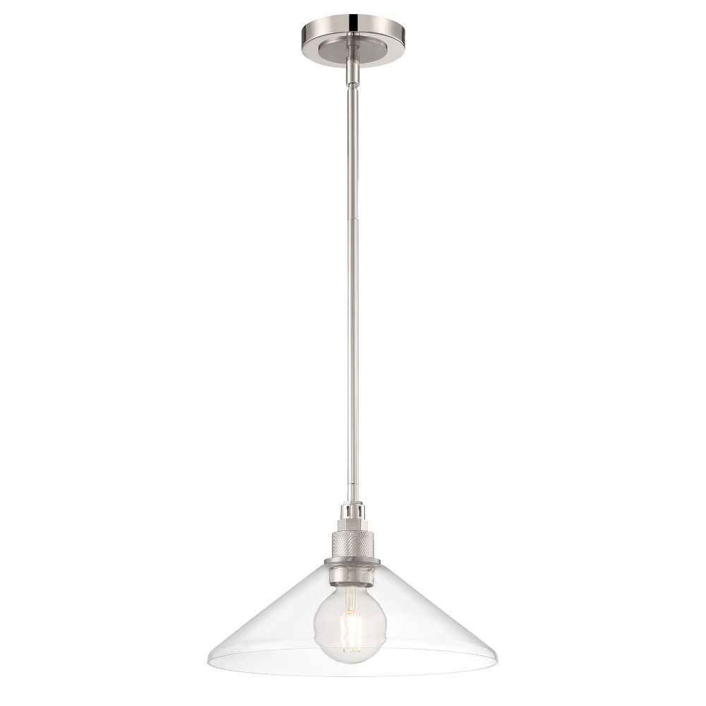 Norwell Lighting 6331-PNBN-CL Charis, 1-LT Pendant in Polished/brushed Nickel