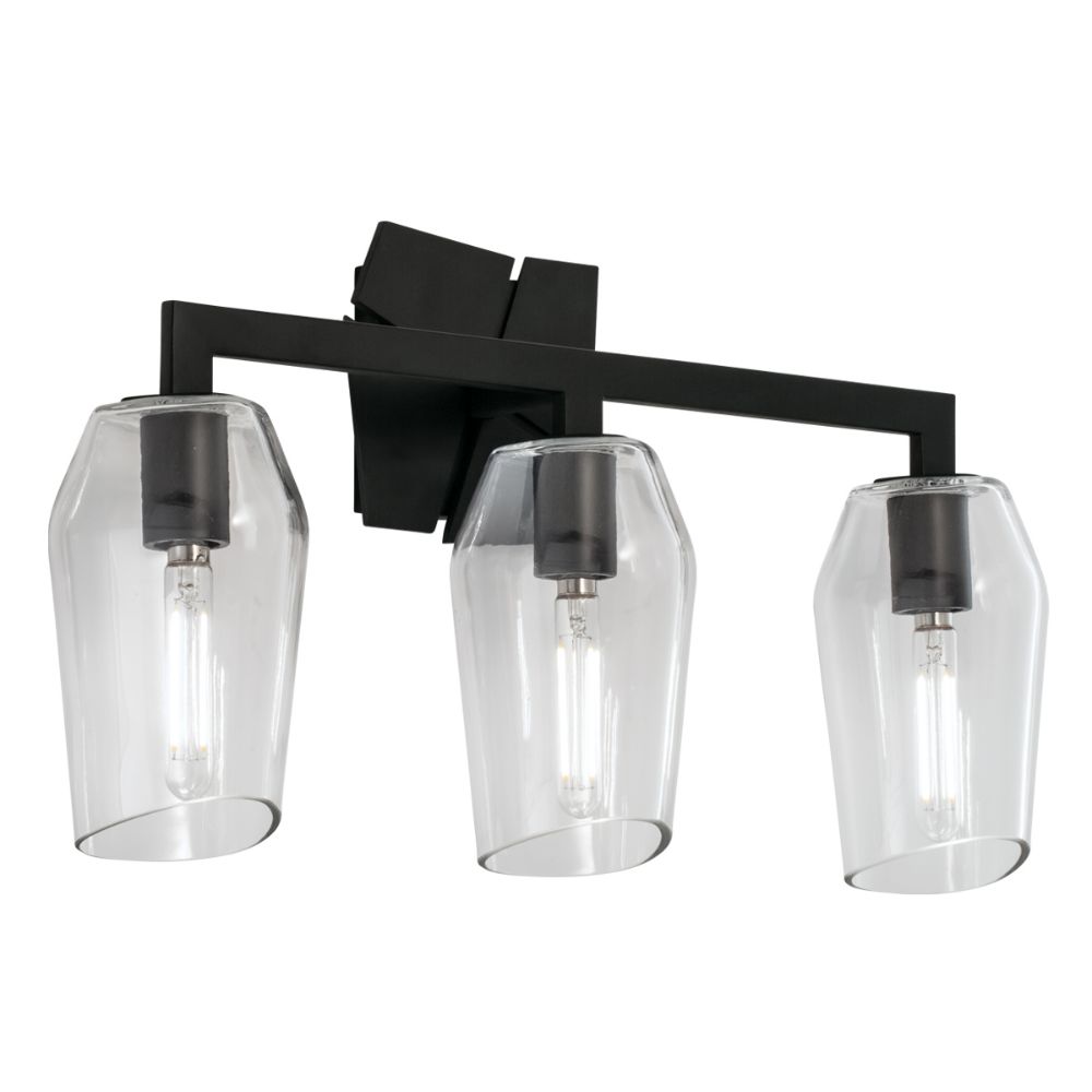 Norwell Lighting 8163-MB-CL Gaia 3 Light Sconce in Acid Dipped Black