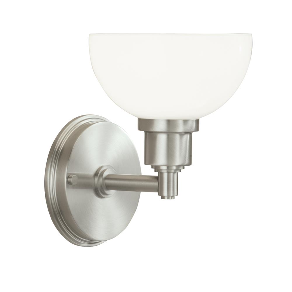 Norwell Lighting 8770-BN-SO Whitman Sconce Wall Sconce in Brushed Nickel (Shiny Opal Shade)