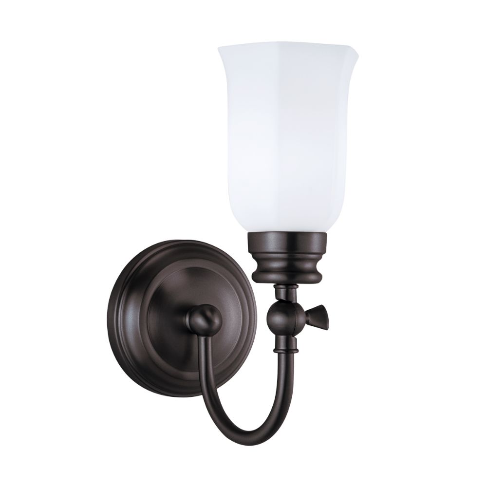 Norwell Lighting 8911-OB-HXO Emily Wall Sconce in Oil Rubbed Bronze (Hexagonal Opal Shade)