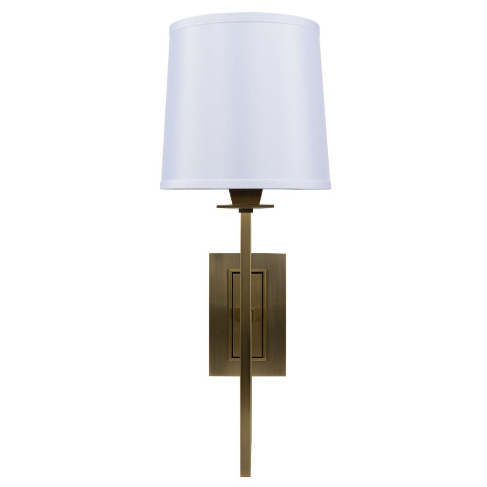 Norwell Lighting 9675-AG-WS Maya Single Sconce Wall Sconce in Aged Brass (White Shade)