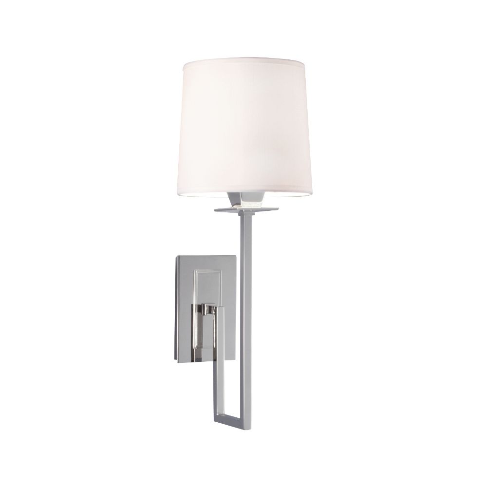 Norwell Lighting 9675-PN-WS Maya Single Sconce Wall Sconce in Polished Nickel (White Shade)
