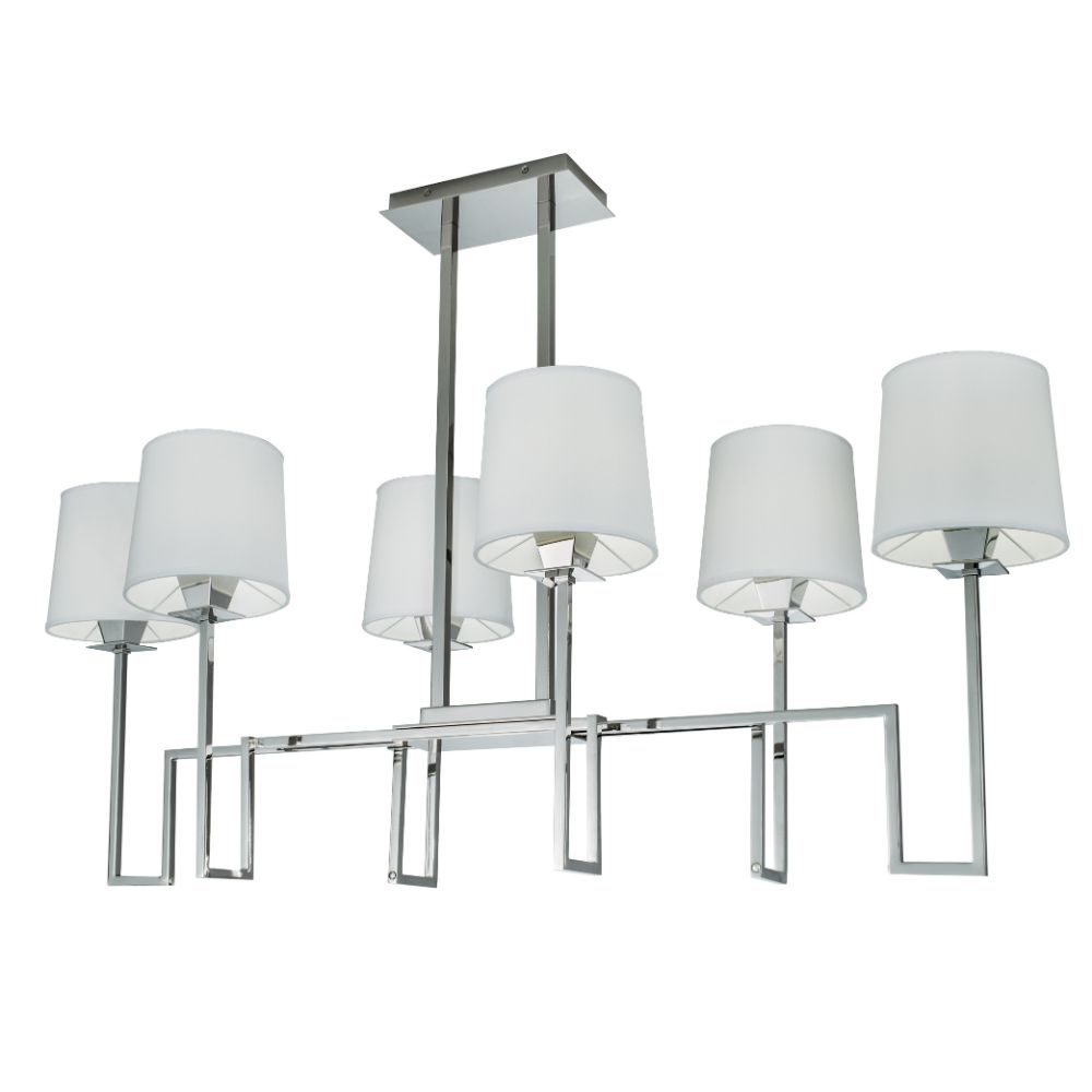 Norwell Lighting 9678-PN-WS Maya Linear Pendant Chandelier in Polished Nickel with White Shade
