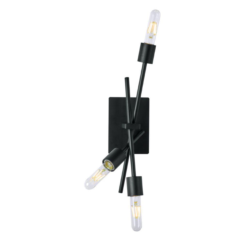 Norwell Lighting 9750-MB-NG Stick 3 Light Sconce in Matte Black