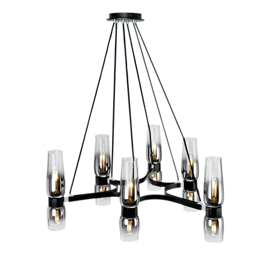 Norwell Lighting 9775-MBCH-CLGR Flame Chandelier in Matte Brass w/Chrome