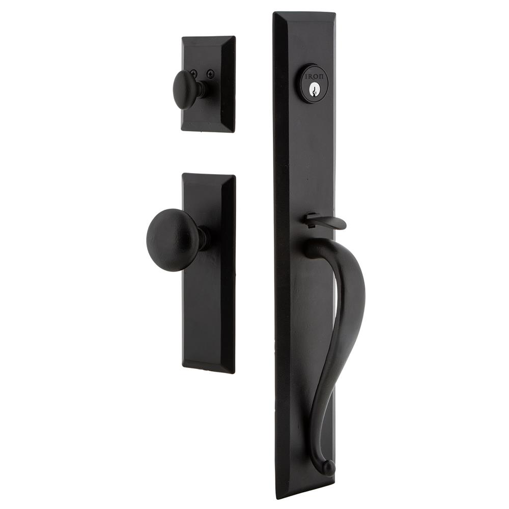 Ageless Iron KEPAGRKEPKEP Ageless Iron Keep One-Piece Handleset with A Grip with Keep Plate and Keep Knob in Black Iron