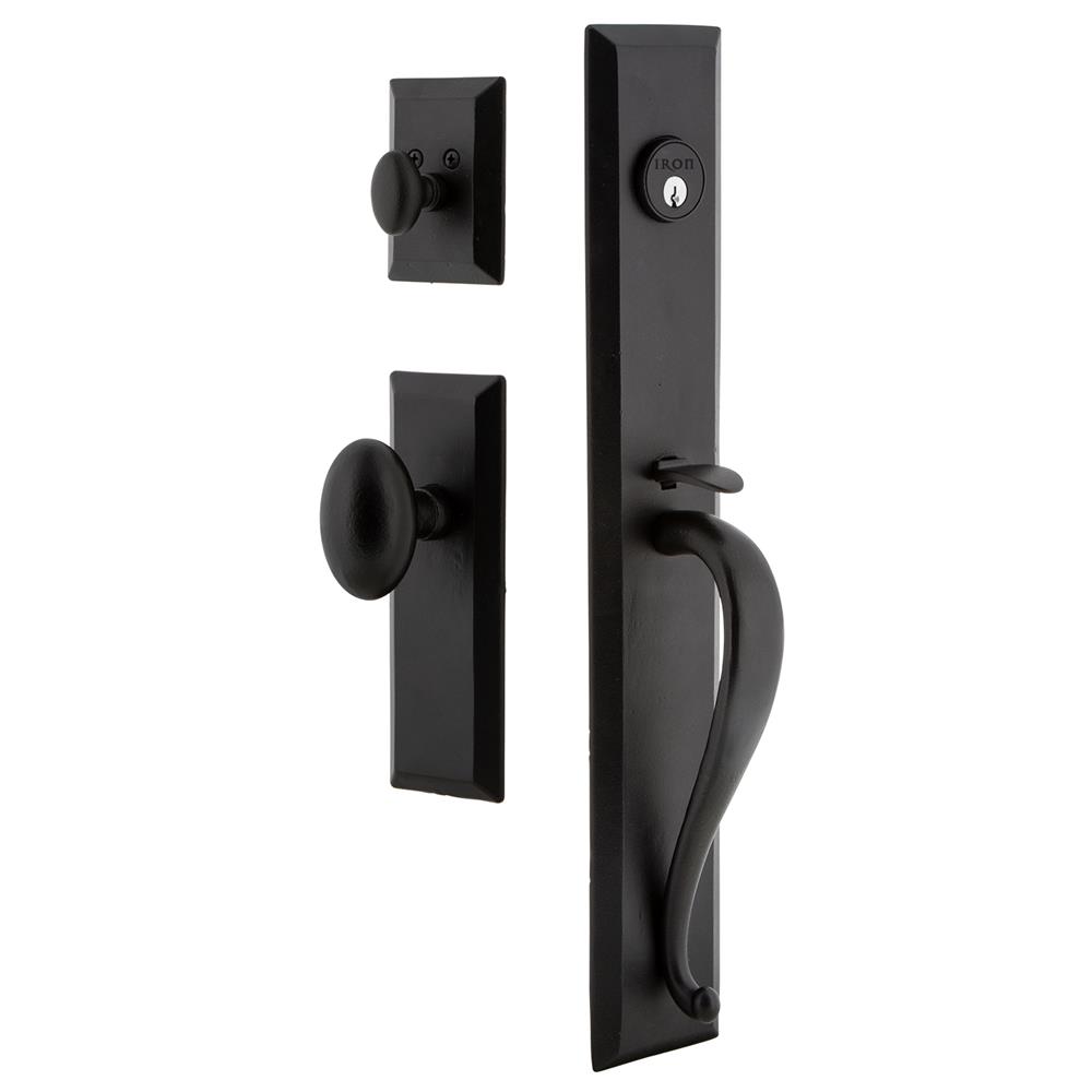 Ageless Iron KEPAGRKEPAEG Ageless Iron Keep One-Piece Handleset with A Grip with Keep Plate and Aeg Knob in Black Iron