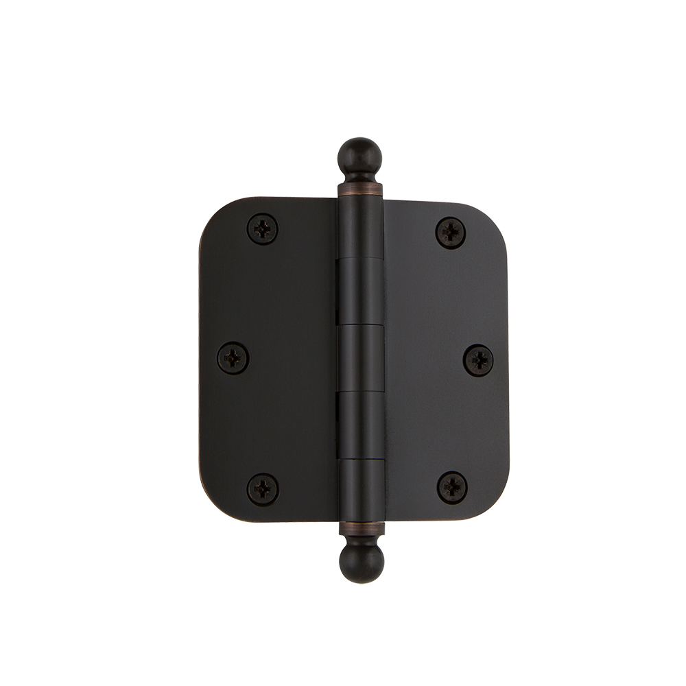 Nostalgic Warehouse BALHNG  3.5" Ball Tip Residential Hinge with 5/8" Radius Corners in Timeless Bronze